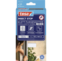 tesa Logo. tesa Insect Stop Klett Fliegengitter Premium für Fenster, weiß, 100 mal 100 Zentimeter, rückstandslos entfernbar, Blauer Engel.