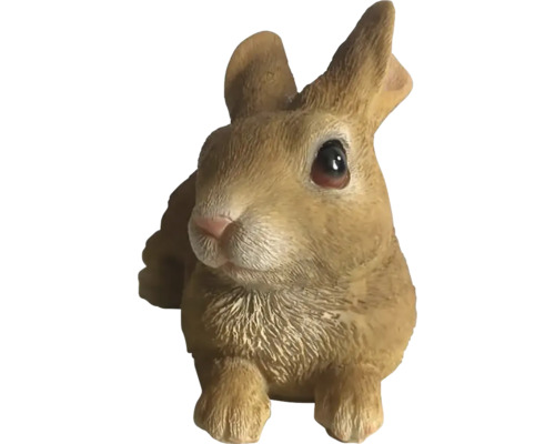 Figurine de jardin détaillée représentant un lapin avec une structure de pelage réaliste en matériau résistant aux intempéries.