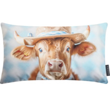 Kissen Servus Kuh Liesel blau braun 50x30 cm