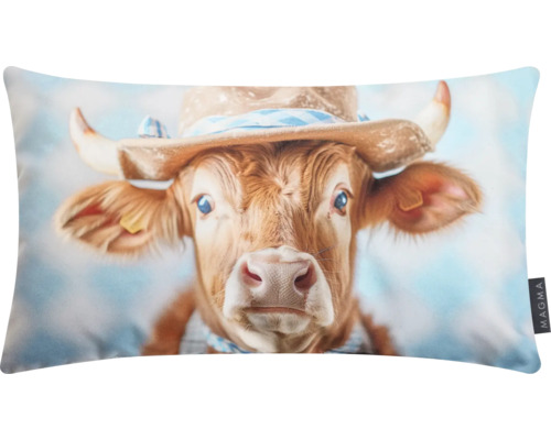 Kissen Servus Kuh Liesel blau braun 50x30 cm