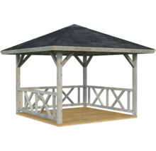 Pavillon Palmako Betty 9,0 m² carré avec garde-corps sans plancher 300 x 300 cm apprêt par immersion gris
