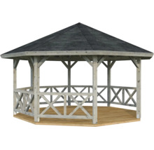 Pavillon Palmako Betty 18,0 m² octogonal avec garde-corps sans plancher 465 x 465 cm apprêt par immersion gris