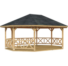 Pavillon Palmako Betty 25,0 m² octogonal avec garde-corps sans plancher 617 x 467 cm apprêt par immersion marron