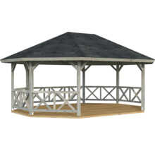 Pavillon Palmako Betty 25,0 m² carré avec garde-corps sans plancher 617 x 467 cm apprêt par immersion gris