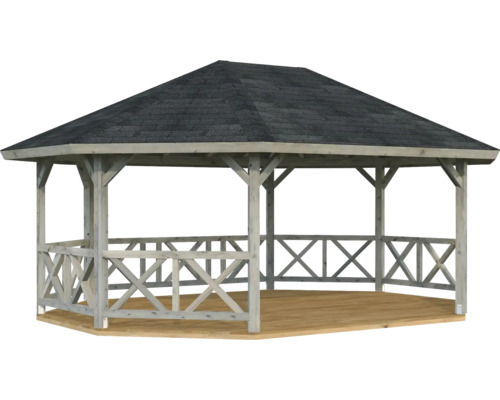 Pavillon Palmako Betty 25,0 m² carré avec garde-corps sans plancher 617 x 467 cm apprêt par immersion gris