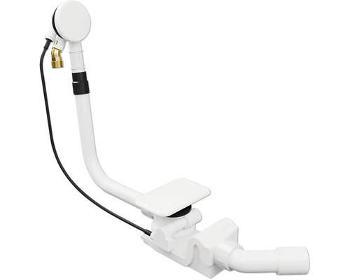 Garniture de vidage et de trop-plein pour baignoires avec arrivée d'eau intégrée, plastique, blanc