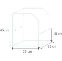 Paludarium Blau aquaristic Cubic Selva 35 Terrarium Set, ohne Beleuchtung, ca. 35 x 35 x 18 / 45 cm, 6 mm Opti-White-Glas, DC - Pumpe 3,5 W 200 l/h, Ultraschallnebler