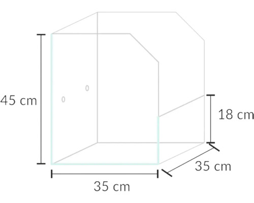 Paludarium Blau aquaristic Cubic Selva 35 Terrarium Set, ohne Beleuchtung, ca. 35 x 35 x 18 / 45 cm, 6 mm Opti-White-Glas, DC - Pumpe 3,5 W 200 l/h, Ultraschallnebler