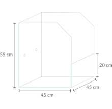 Paludarium Blau aquaristic Cubic Selva 45 Terrarium Set, ohne Beleuchtung, ca. 45 x 45 x 20 / 55 cm, 6 mm Opti-White-Glas, DC - Pumpe 3,5 W 200 l/h, Ultraschallnebler
