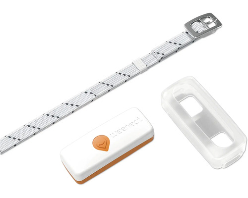 Weenect GPS-Tracker für Katzen inklusive elastischem Halsband und schützender Silikonhülle.