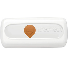 Weenect GPS-Tracker für Hunde und Katzen, weißer kompakter Sender mit Logo.