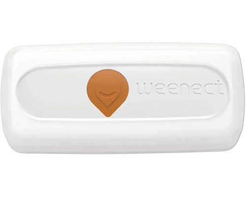Weenect GPS-Tracker für Haustiere, weißer Peilsender mit Logo.