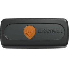 Weenect GPS-Tracker in kompakter, rechteckiger Form mit dem Weenect Logo.