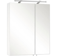 Armoire de toilette avec miroir, deux portes et éclairage LED pour salle de bain.