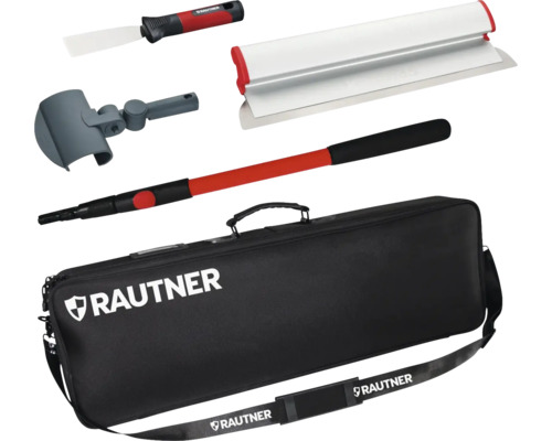 Set de lissette Rautner avec rallonge télescopique et sac de rangement pour travaux de peinture.