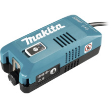 Makita Logo, Auto-Start Wireless System Adapter mit Einschaltknopf und Lüftungsschlitzen.