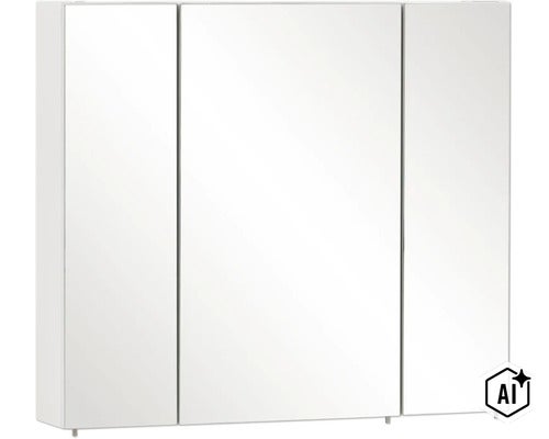 Armoire de toilette Möbelpartner Basic 80 x 16 x 70 cm blanc à haute brillance 3 portes (Image AI modified or generated)