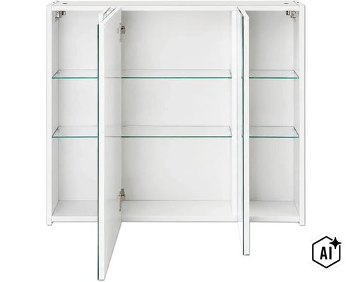 Armoire de toilette Möbelpartner Basic 80 x 16 x 70 cm blanc à haute brillance 3 portes (Image AI modified or generated)