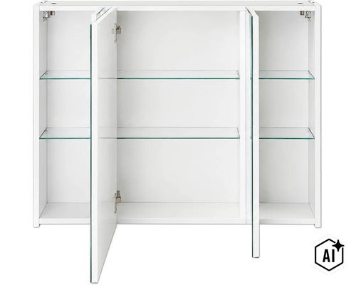 Spiegelschrank Möbelpartner Basic 90 x 16 x 70,7 cm weiß hochglanz 3-türig (Image AI modified or generated)