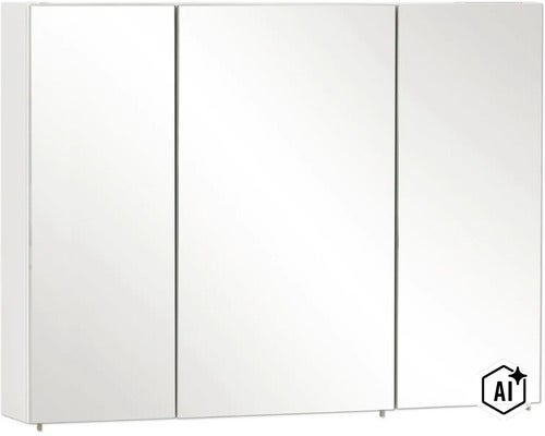 Spiegelschrank Möbelpartner Basic 100 x 16 x 70 cm weiß hochglanz 3-türig (Image AI modified or generated)