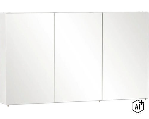 Armoire de toilette Möbelpartner Basic 120 x 16 x 70 cm blanc à haute brillance 3 portes (Image AI modified or generated)
