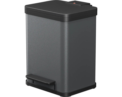 Poubelle rectangulaire avec mécanisme à pédale et couvercle en matériau robuste pour la maison.