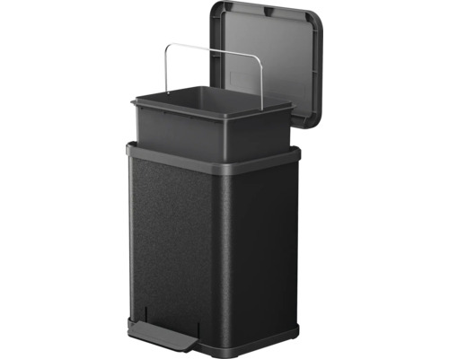 Poubelle rectangulaire avec mécanisme à pédale et seau intérieur amovible en plastique avec poignée de transport en métal
