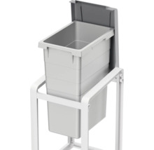 Poubelle encastrable avec bac en plastique et systeme coulissant pour montage dans un meuble de cuisine.