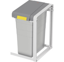 Poubelle encastrable en plastique avec un bac amovible et un cadre de montage robuste pour meubles de cuisine.