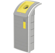 Poubelle grise pour matériaux recyclables avec ouverture d insertion pour le tri des déchets en extérieur.