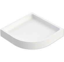 Receveur de douche quart de cercle blanc avec bord haut pour installation en angle.