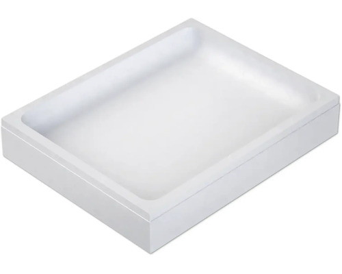 Porte-savon rectangulaire blanc au design minimaliste.
