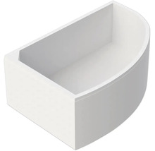 Receveur de douche quart de cercle pour installation en angle, fabriqué en acrylique.
