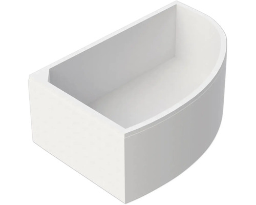 Receveur de douche quart de cercle pour installation en angle, fabriqué en acrylique.