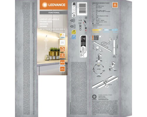 LED Unterbauleuchte dimmbar 7,5W 480 lm Einstellbares Weiß mit Sensor 55 cm Linear Angle weiß