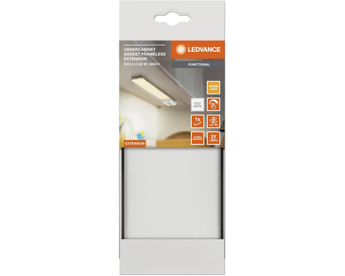 LED Unterbauleuchte Erweiterung für Panel 3,85W 250 lm 3000 K 17,9 cm Undercabinet Sockel weiß Extension Kit m. Steckdosen