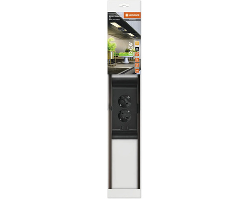 LED Unterbauleuchte dimmbar mit Steckdosen 10W 500 lm 3000 K cm Undercabinet Sockel schwarz