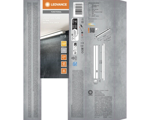 LED Unterbauleuchte 10W 620 lm 3000 K 55,7 cm mit Kippfunktion Linear LED Turn silber