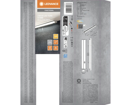 LED Unterbauleuchte 6W 380 lm 3000 K 35,7 cm mit Kippfunktion Linear LED Turn silber