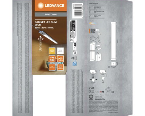 LED Unterbauleuchte dimmbar 10W 470 lm 3000 K 50 cm mit Sensor Cabinet LED Slim weiß