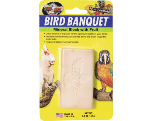 Bloc minéral Zoo Med Bird Banquet aux morceaux de fruits pour oiseaux sous blister 142 grammes