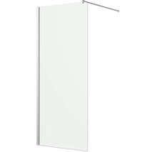 Walk-In-Duschwand aus Sicherheitsglas mit Wandprofil und Stabilisierungsstange für das Badezimmer.