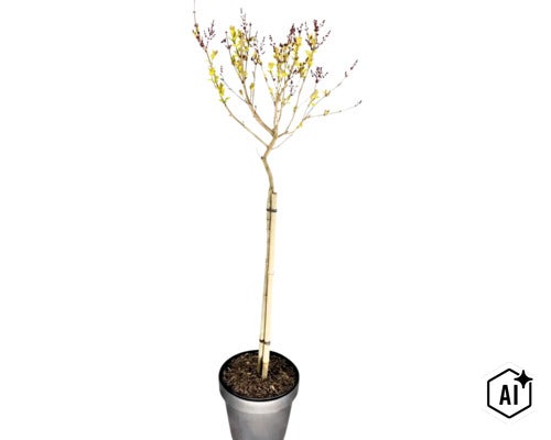 Zwerg-Flieder Stamm FloraSelf Syringa meyeri Flowerfesta 'Purple' Stammhöhe 50 cm Co 3 L (Image AI modified or generated)