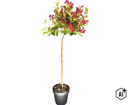 Zwerg-Weigelie Stamm FloraSelf Weigela florida 'All Summer Red' Stammhöhe 50 cm Co 3 L (Image AI modified or generated)