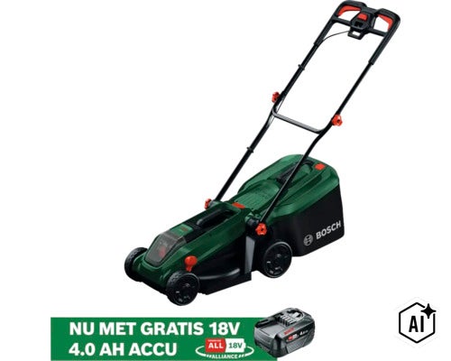 Tondeuses à gazon sans fil Bosch Professional Rotak 18V-32, avec batterie 4,0 Ah et chargeur (Image AI modified or generated)