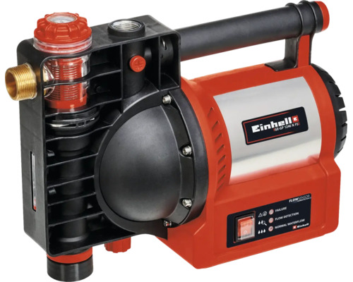 Pompe de jardin Einhell GE-GP 1246 N FS avec poignée de transport, préfiltre intégré et interrupteur.