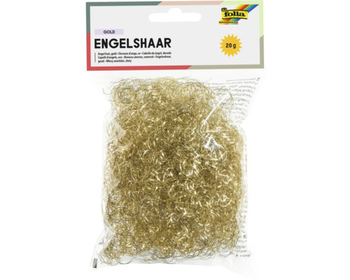 Cheveux d'ange Folia dorés, 20 grammes, dans un emballage transparent.