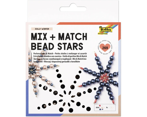 Kit de perles folia Mix et Match Bead Stars Jolly Winter, 269 pièces pour fabriquer des étoiles en perles
