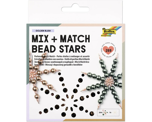 Set de perles Folia Mix et Match étoiles, 269 pièces, kit de loisirs créatifs pour fabriquer des étoiles.