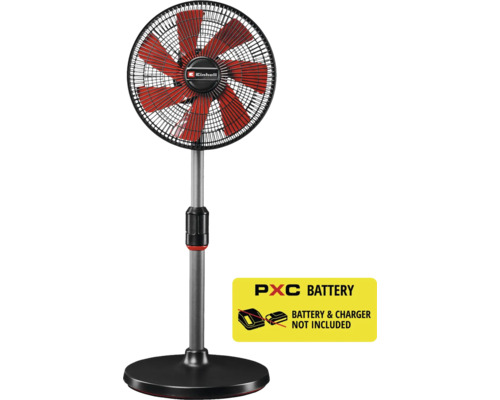 Ventilateur sur pied sans fil Einhell avec tige télescopique réglable en hauteur et pied rond. Batterie et chargeur non inclus.